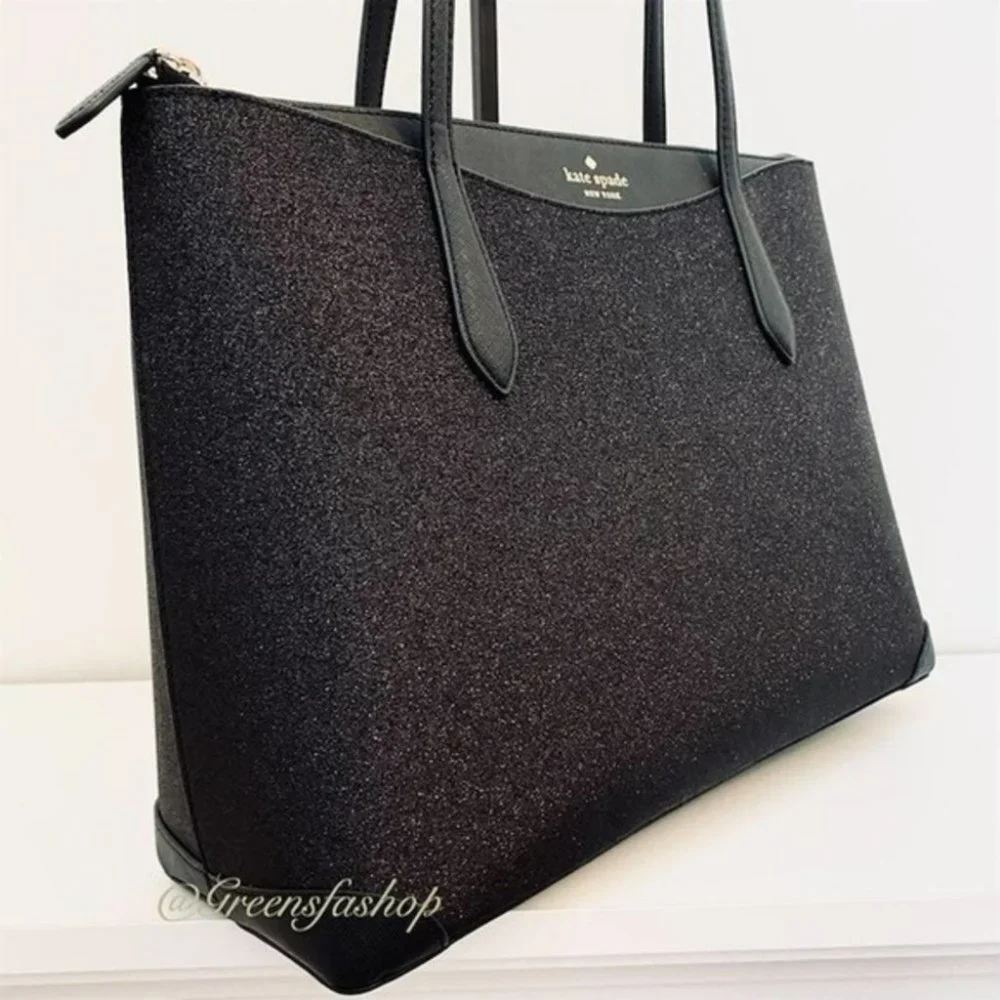Kate spade shimmy glitter tote shoulder bag black new - Picture 4 of 11